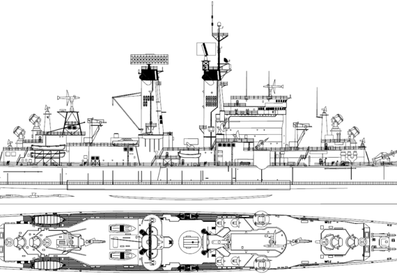 Крейсер USS CG-11 Chicago 1964 [Heavy Cruiser] - чертежи, габариты, рисунки